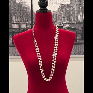 VINTAGE Fashion jewelry/beaded silver pink 2 necklaces in one